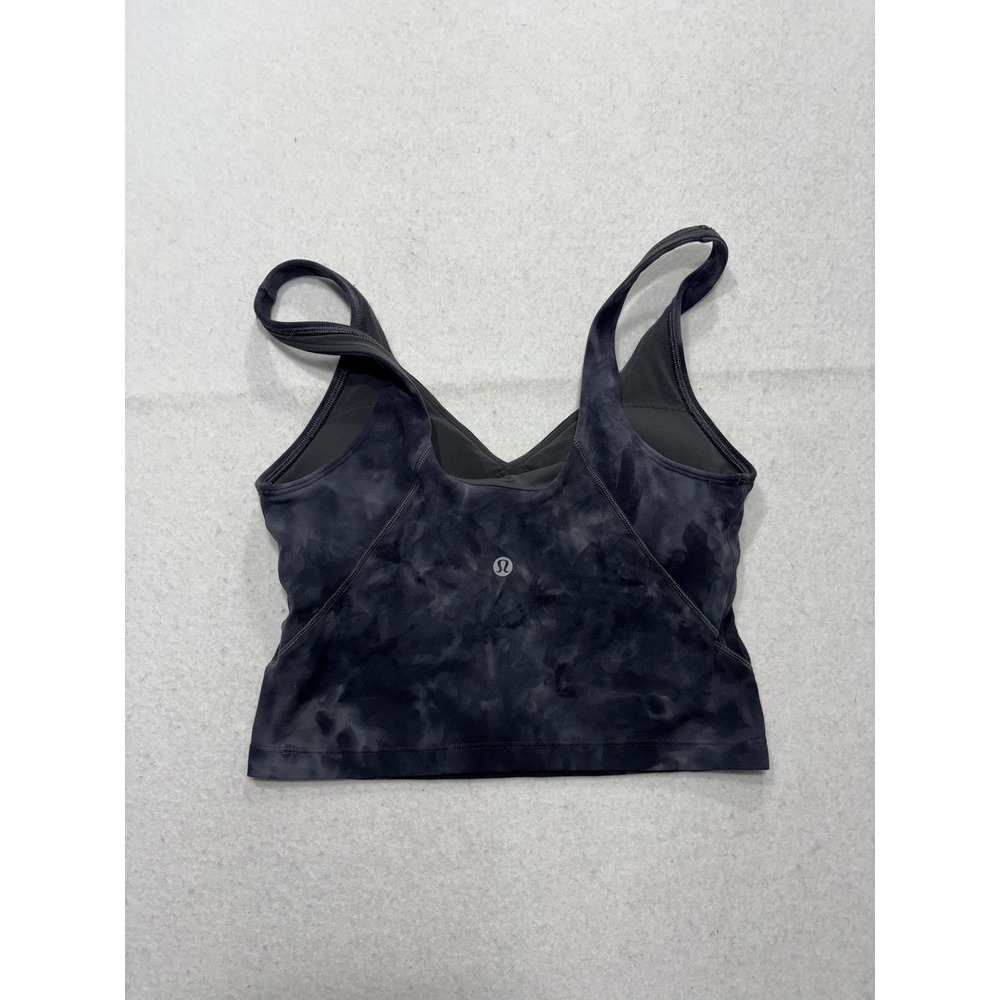 Lululemon Sports Bra Womens 6 Gray Tie Dye Longline V Neck Yoga Athletic Top - Picture 5 of 10